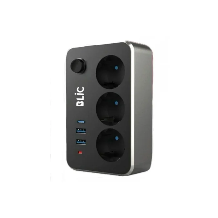 Termal Akım Korumalı 3lü Priz ve USB Şarj İstasyonu 2 USB, 1 Type-C