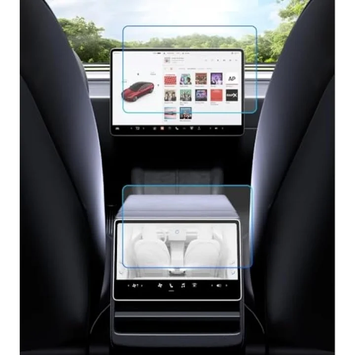 Tesla Model Y Juniper Uyumlu 2025 2026 Model (2026 Performance Paket Hariç) 15.4 inç Multimedya Ekran ve 8 inç Dokunmatik Ekran 9H Nano Ekran Koruyucu Set