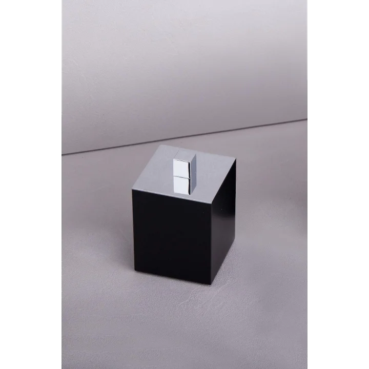 Tezgah Üstü Mat Siyah-Krom Pamukluk 80X80Mm