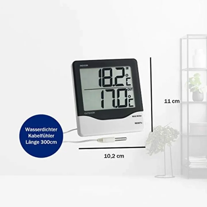 Tfa30.1011 Dijital Iç Dış Min-Max Problu Termometre, Siyah