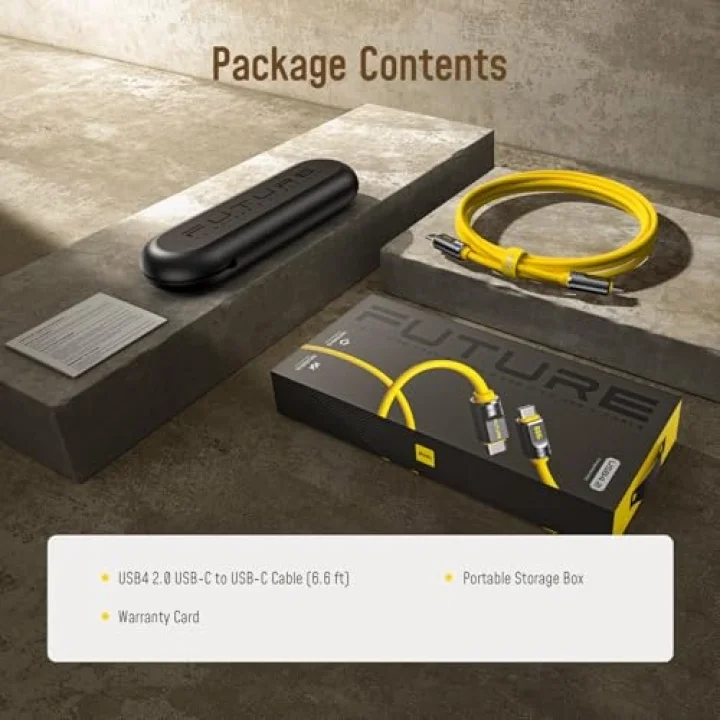 The Future Adonis Type-C to Type-C 2m PD 3.1 120Gbps 240W 8K Süper Hızlı Şarj/Data Kablosu, Sarı