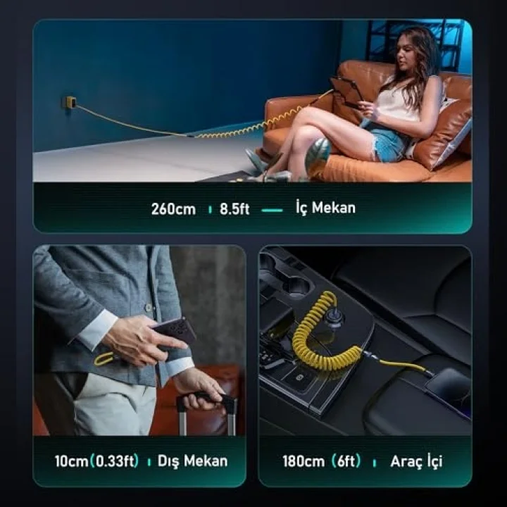 The Future Creative Power 2,6m 480Mbps 240W PD 3.1 MFI Lisanslı Süper Hızlı Şarj/Data Kablo, Youth 140W 3 Portlu Şarj Adaptörü Seti