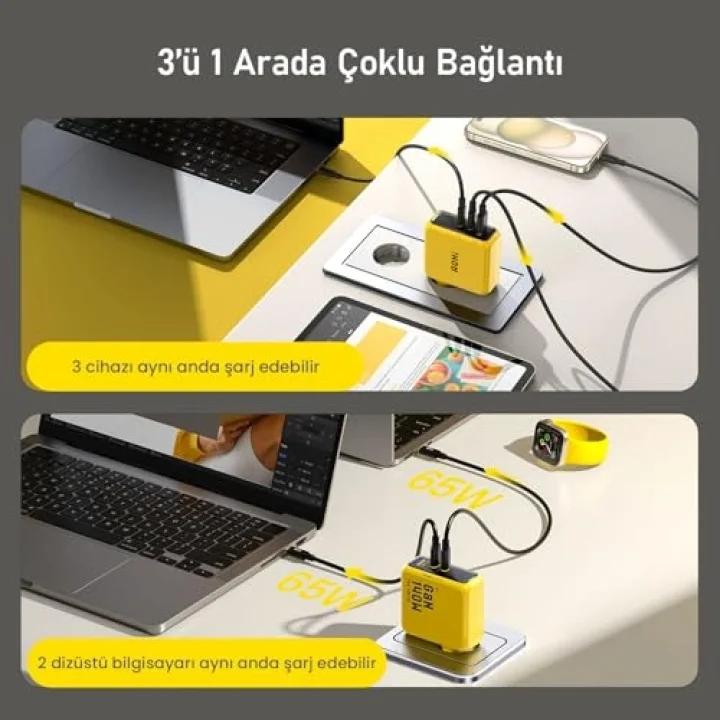 The Future Creative Power 2,6m 480Mbps 240W PD 3.1 MFI Lisanslı Süper Hızlı Şarj/Data Kablo, Youth 140W 3 Portlu Şarj Adaptörü Seti