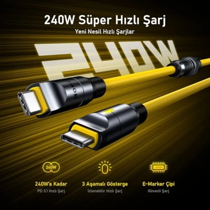 The Future Creative Power 8-in-1 240W Type-C to Type-C PD 3.1 Süper Hızlı Şarj/Data Kablo Seti