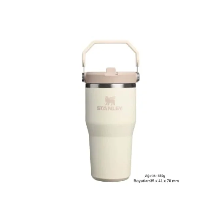 The IceFlow Flip Straw Pipetli Termos Bardak 0.59 LT Matara Bej, 10-13425-0119