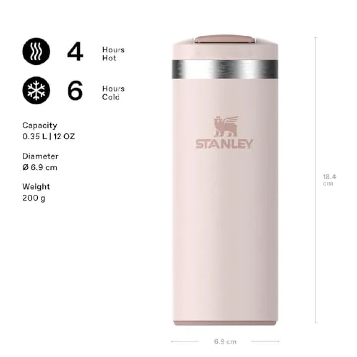 The Transit FlipTop Mug Termos 0.35 Litre - Pembe Kuvars (Rose Quartz) | Paslanmaz Çelik