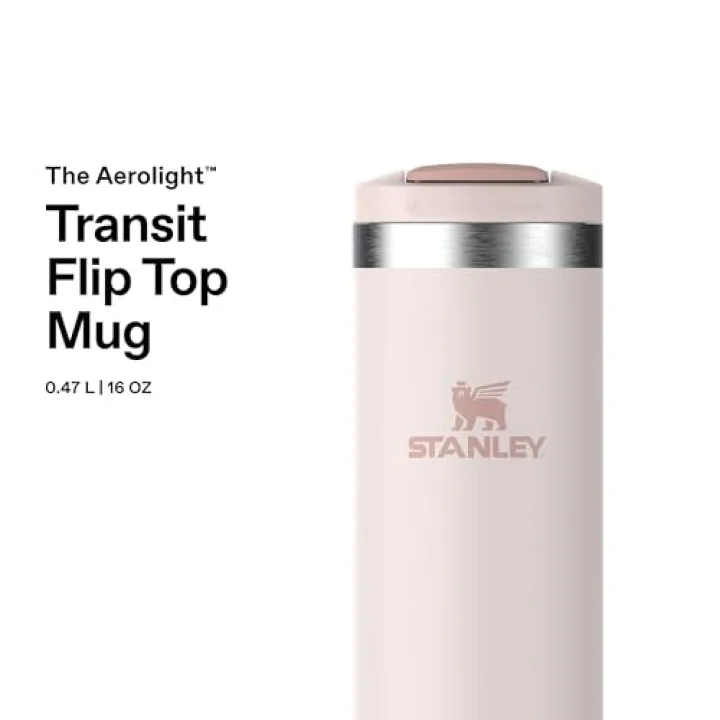 The Transit FlipTop Mug Termos 0.47 Litre - Pembe Kuvars (Rose Quartz) | Paslanmaz Çelik