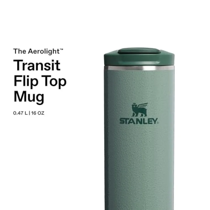 The Transit FlipTop Mug Termos 0.47 Litre - Yeşil (Hammertone Green) | Paslanmaz Çelik