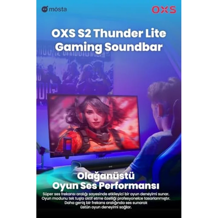 Thunder Lite PC Oyun Soundbar | Sanal Surround | 2.0 | HDMI/AUX/Optik | Bluetooth 5.0