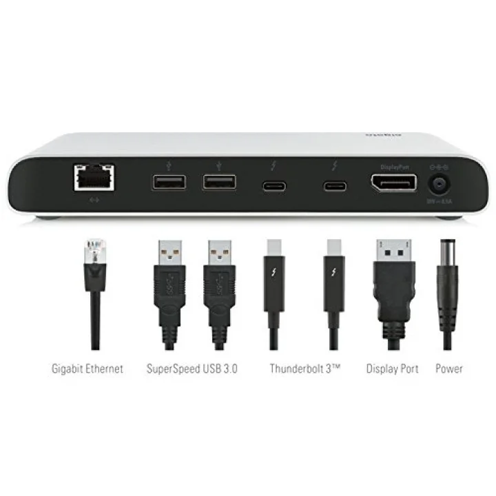 Thunderbolt 3 Dock, 85W, 3 x USB3.0, 2 x Thunderbolt 3, 1 x Display Port, Gigabit Ethernet, 3.5mm Kulaklık ve Mikrofon Girişi, Windows ve Mac Uyumlu (10DAA8501)