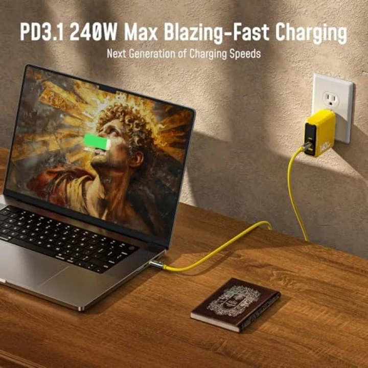 Thunderbolt 5 USB 4 2.0 Kablosu için 80 Gb/s 3.3FT 120Gbpsye kadar Bant Genişliği Arttırma Çift 8K/4K Ekran 240W PD 3.1 Hızlı Şarj Gelecek Adonis Mac mini M4 Pro MacBook Pro16 iPhone, Sarı
