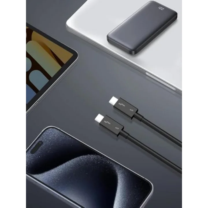 Thunderbolt 5.0 Type-C Kablo – 240W PD Hızlı Şarj, 120Gbps Veri Aktarımı, 16K 60Hz Görüntü Desteği, E-Marker Akıllı Çipli, Thunderbolt 3/4/USB4 Geriye Uyumluluklu Örgü Kablo | ZR1107