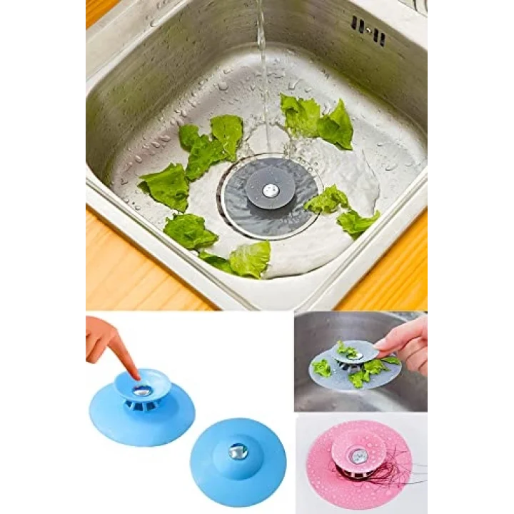 TİNEKE 2 Kademeli Dokunmatik Lavabo Tıkacı Silikon Lavabo Gider Tıpası