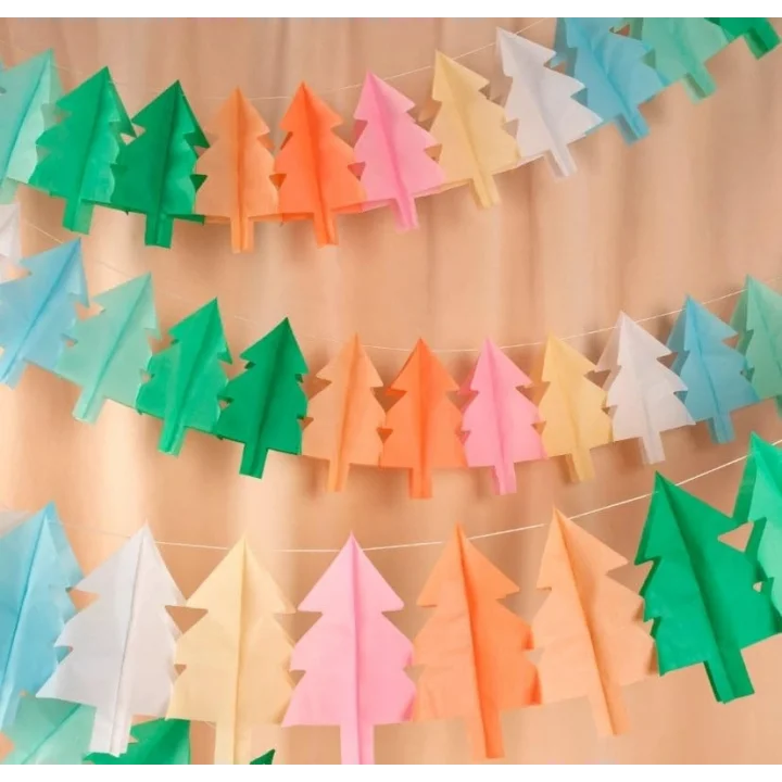 Tissue Paper Christmas Tree Garlands - Yeni Yıl Ağacı Asılan Süs