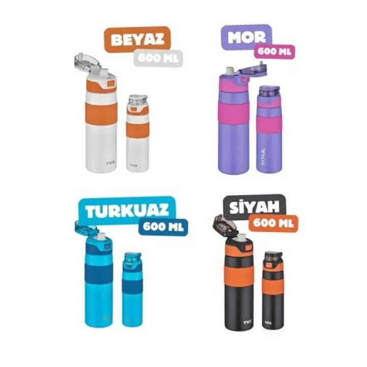 TKK 600ml Pipetsiz Çift Yalıtımlı Paslanmaz Çelik Termos Matara 6 Saat Sıcak/Soğuk (Turkuaz)