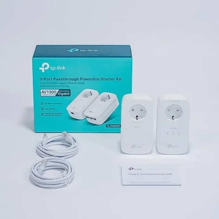 TL-PA8033P KIT, AV1300 3-Port Gigabit Passthrough Powerline Starter Kit
