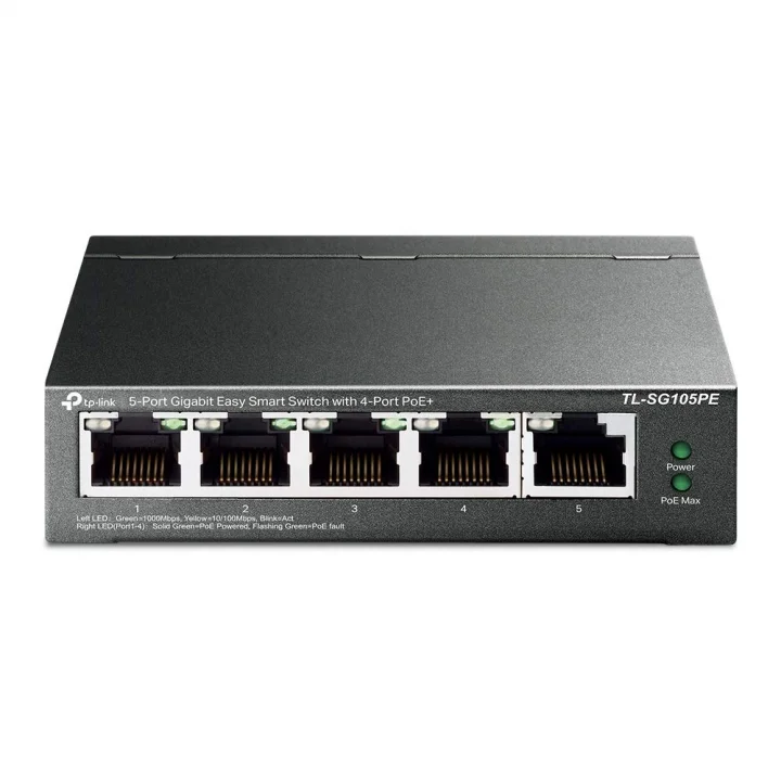 TL-SG105PE, 5-Port Gigabit Easy Smart Switch with 4-Port PoE+