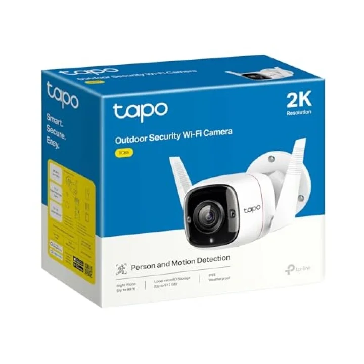 TP-Link TC65, 2K 3MP, Hareket Algılama, IP66 Su Geçirmez, 30m Gece Görüşü, Çift Yönlü Ses, Bulut/Yerel Depolama, Sesli ve Işıklı Alarm, Dış Mekan Wi-Fi/Ethernet Güvenlik Kamerası