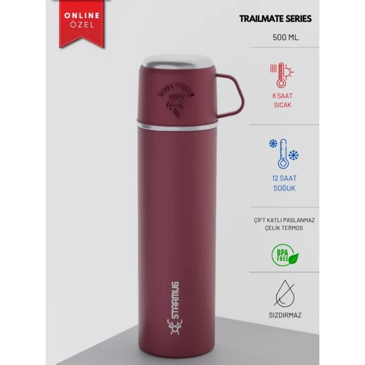 Trailmate Serisi Bardaklı 500 Ml Çelik Termos