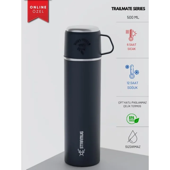 Trailmate Serisi Bardaklı 500 Ml Çelik Termos