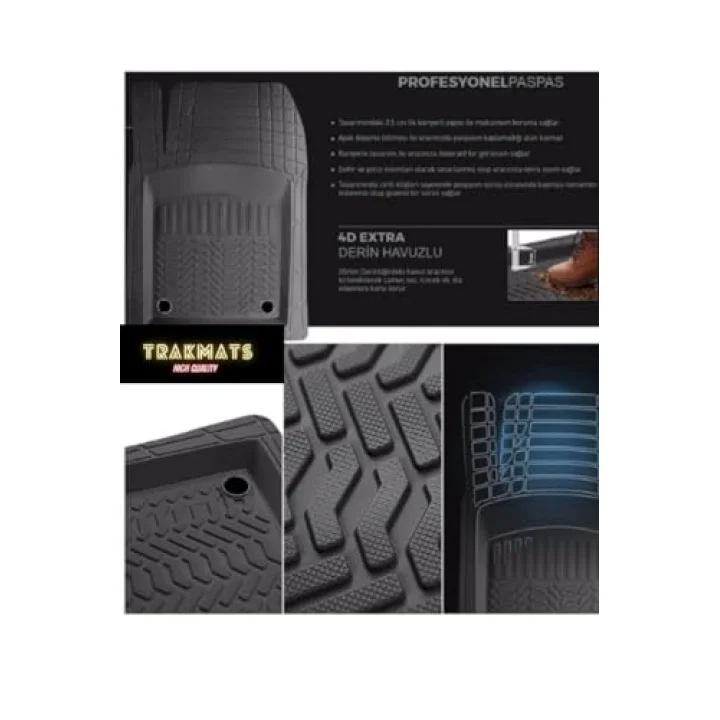 TRAKMATS (kyb17917) 2017 4D UNİVERSAL PREMİUM YUMUŞAK OTO PASPAS GRİ Kia Rio HB ile uyumlu