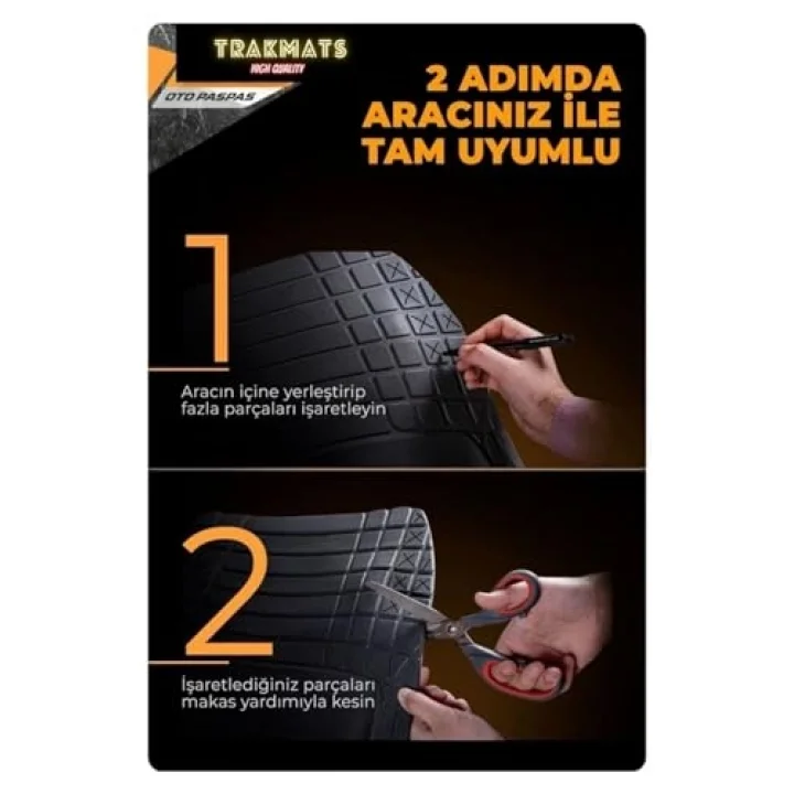 TRAKMATS (kyb18277) 2016 4D OTO PASPAS UNİVERSAL ADA SİYAH Kia Sorento ile uyumlu