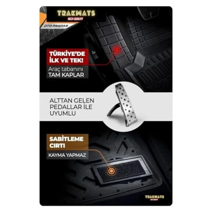 TRAKMATS (kyb18332) 4D UNİVERSAL ESTETİK VE KONFORLU OTO PASPAS ADK SİYAH Kia Sorento 5 ile uyumlu