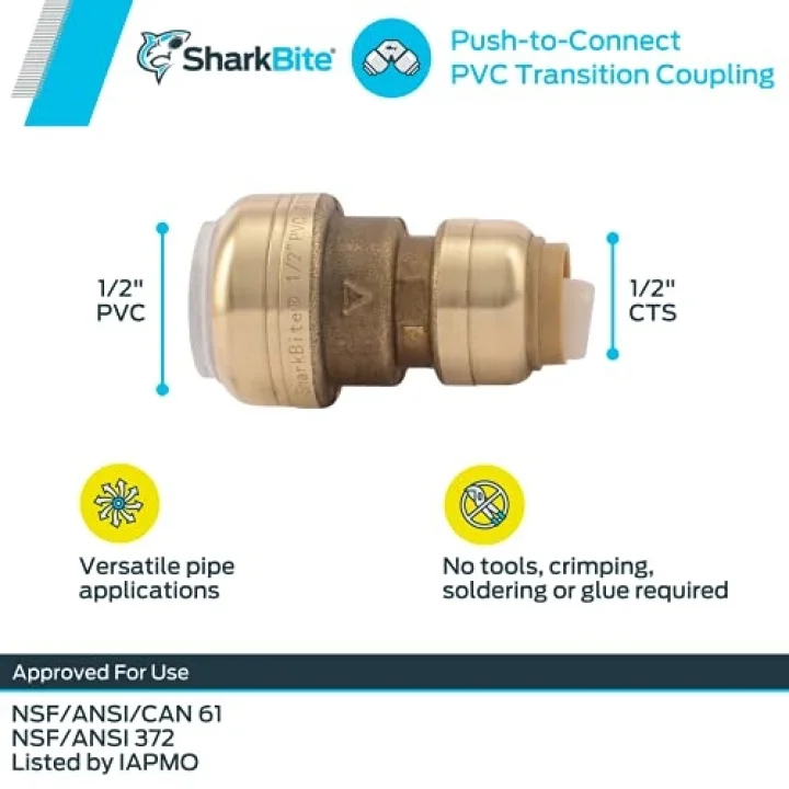 Transition Coupling, .5-In. Copper Tube x .5-In. PVC -UIP4008A