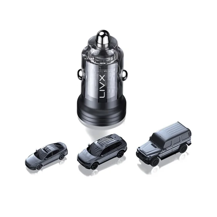 Transparent 45W PD/QC Type C ve USB Çıkış Ultra Hızlı Mini Araç şarj Cihazı L35