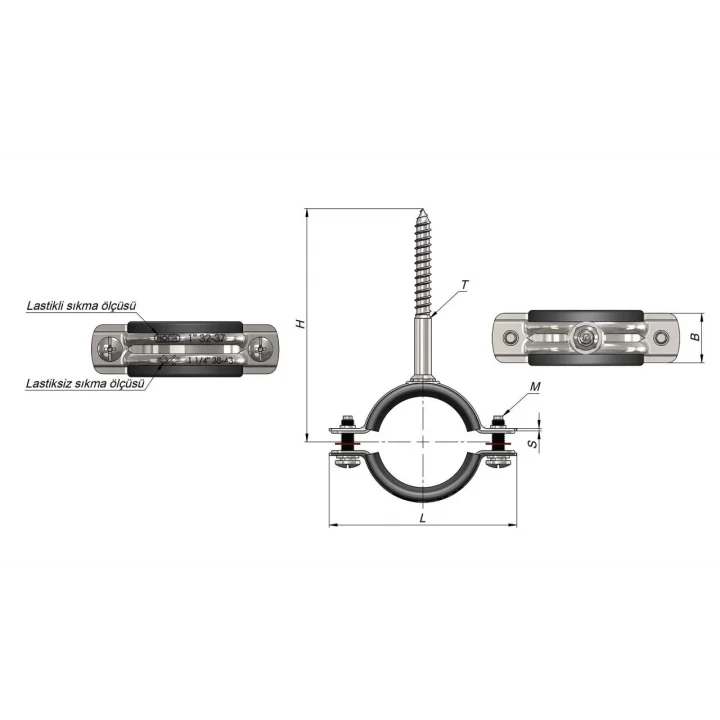 Mey İthalat® Trifonlu Boru Kelepçesi 4lük
