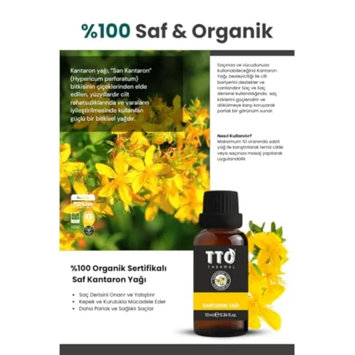 TTO Kantaron Yağı 10 Ml – Doğal Onarıcı & Cilt Yenileyici Bitkisel Yağ