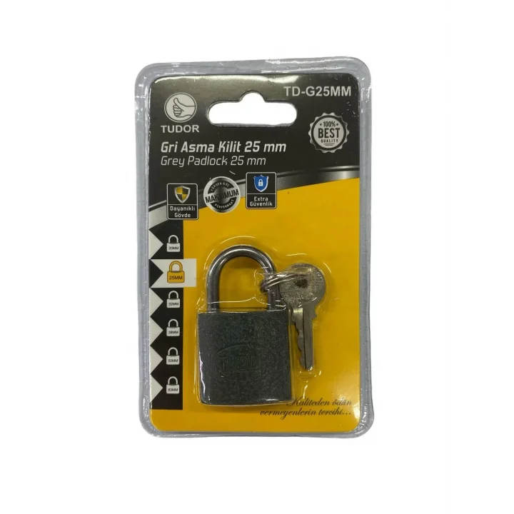 Mey İthalat® Tudor 25 mm Kısa Gri Asma Kilit