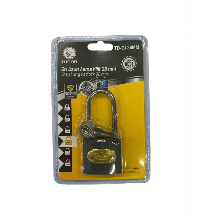 Mey İthalat® Tudor 38 mm Uzun Gri Asma Kilit