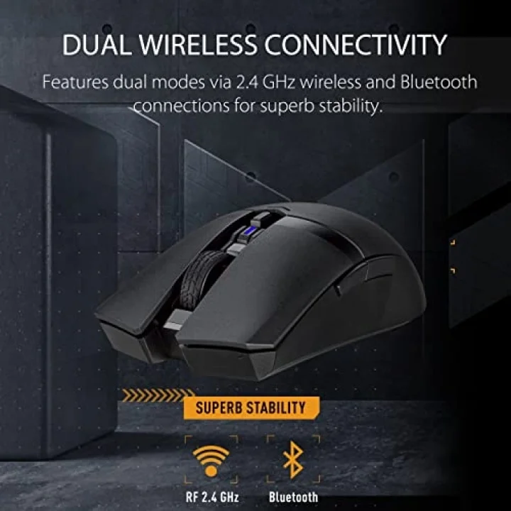 TUF M4 kablosuz oyun faresi | çift kablosuz mod - Bluetooth/RF 2,4 GHz, 12K DPI optik sensör, 6 programlanabilir düğme