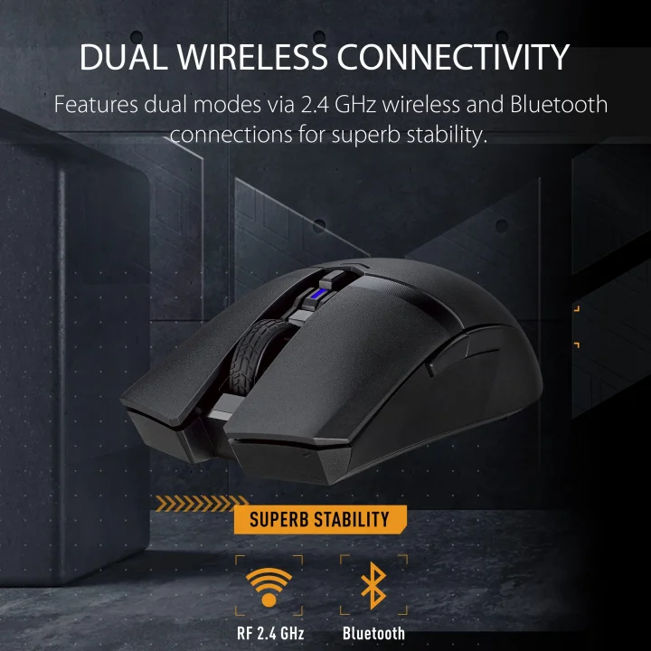 TUF M4 kablosuz oyun faresi | çift kablosuz mod - Bluetooth/RF 2,4 GHz, 12K DPI optik sensör, 6 programlanabilir düğme