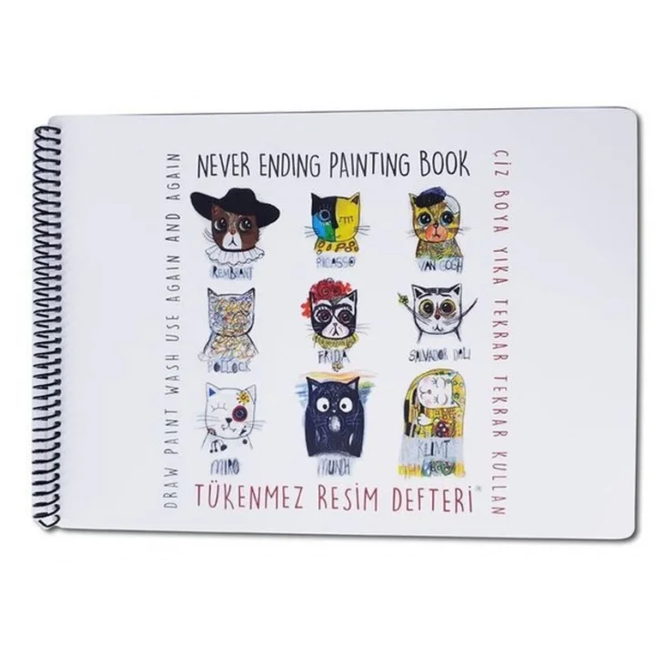 Tükenmez Resim Defteri - Ressam Kediler - 25x35 cm