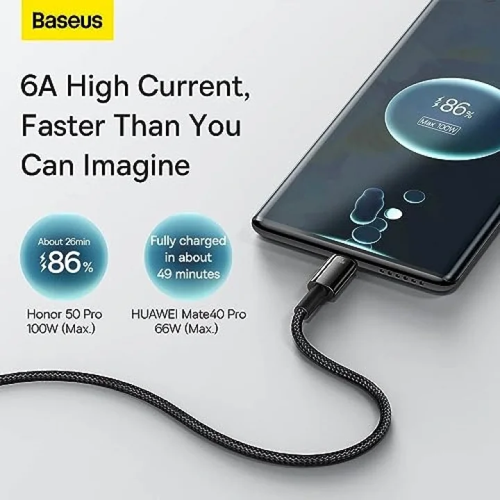 Tungsten Gold Hızlı Şarj Kablosu USB to Type-C 100W, 1m, Siyah