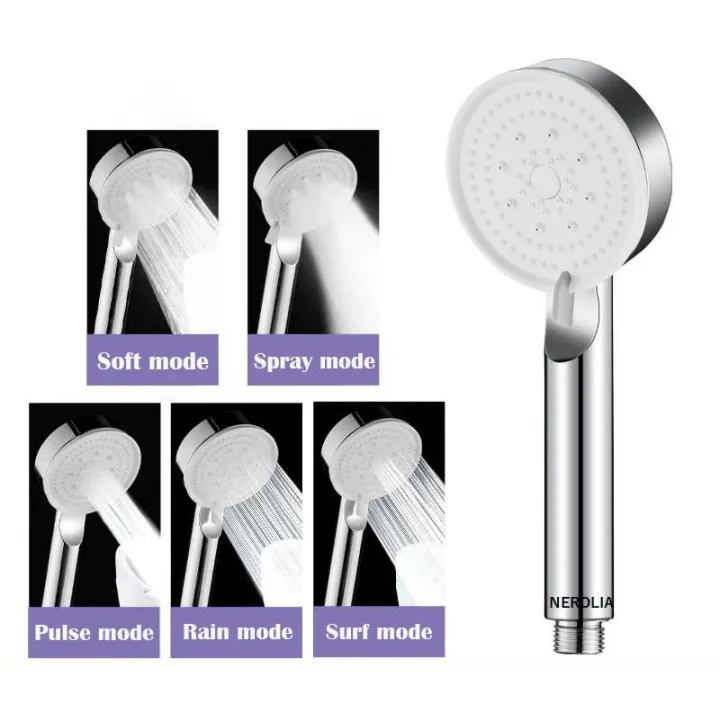 Turbo Duş Başlığı 5 Fonksiyonlu Yüksek Basınçlı El Duşu, Handshower (Renk : Asorti)