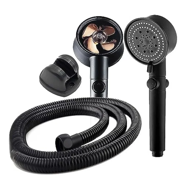 Turbo Pervaneli 5 Fonksiyonlu Duş Başlığı Duş Hortumu 150 Cm Ve Mafsal Set