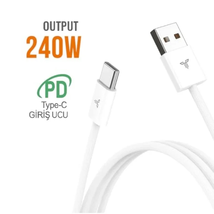 TURBO Saniye Göstergeli USB Type-C Şarj Kablosu - Hasır Kırılmaz Özel Kablo