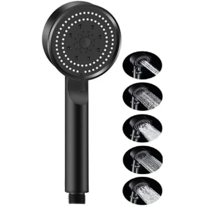 Turbo Yüksek Basınçlı Siyah Duş Seti/Su Tasarruflu Banyo Hortumu ile (Duş Başlığı şekli farklılık gösterebilir)