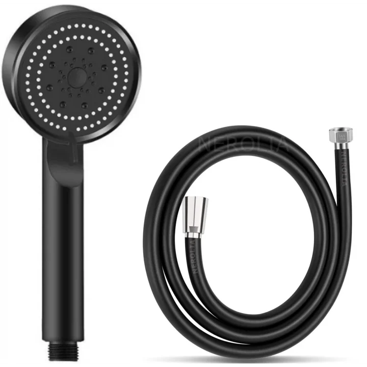 Turbo Yüksek Basınçlı Siyah Duş Seti/Su Tasarruflu Banyo Hortumu ile (Duş Başlığı şekli farklılık gösterebilir)