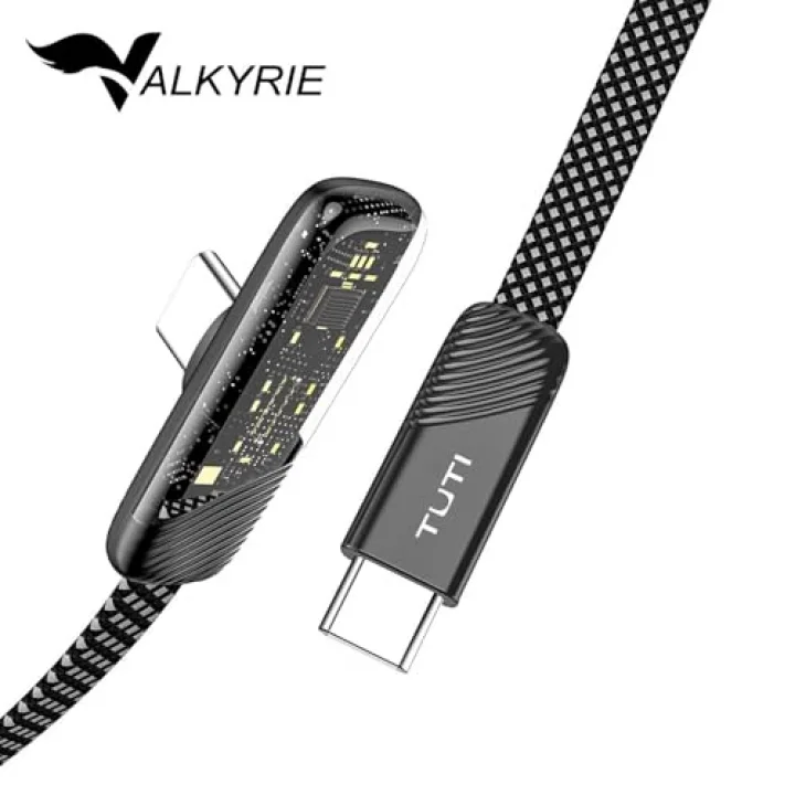 Tuti Süper Hızlı 60W PD Type-C Şarj ve Data Kablosu - Dayanıklı Örgülü Tasarım Vertical Yatay Kablo 130cm