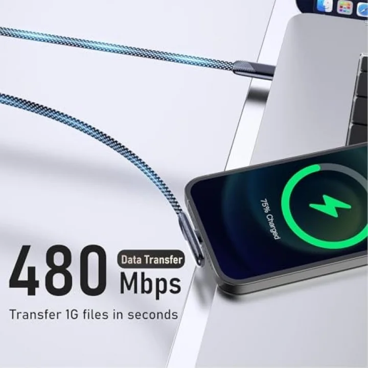 Tuti Süper Hızlı 60W PD Type-C Şarj ve Data Kablosu - Dayanıklı Örgülü Tasarım Vertical Yatay Kablo 130cm