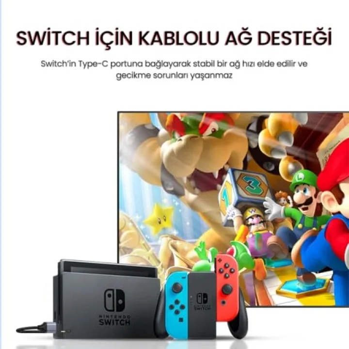 Type-C 1000Mbps Gigabit Ethernet Adaptörü PC, Mac, Konsol, Tv Box Uyumlu