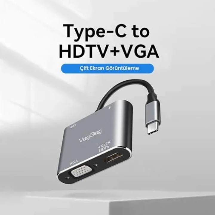 Type-C 4K HDMI 1080P VGA USB 3.0 PD Dönüştürücü Çevirici Hub