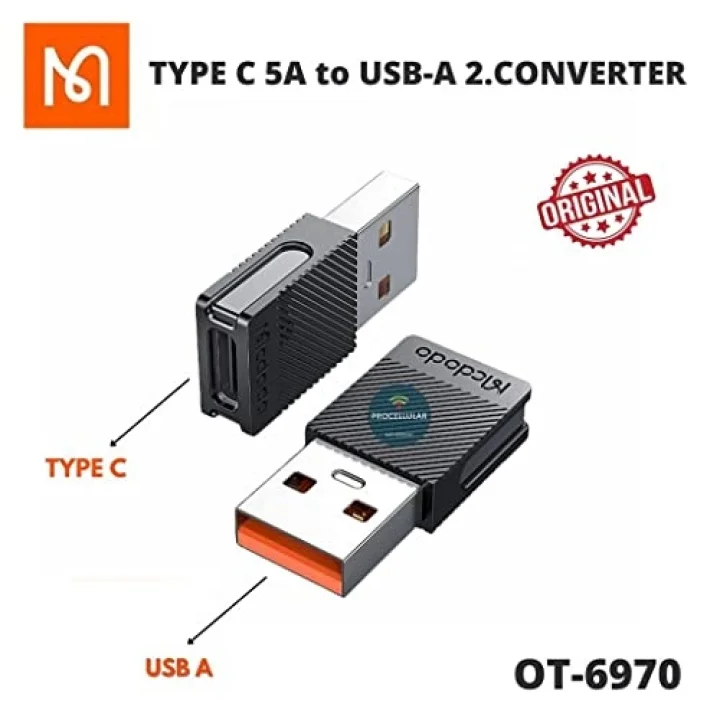 Type-C 5A To Usb A 2.0 Dönüştürücü, Siyah