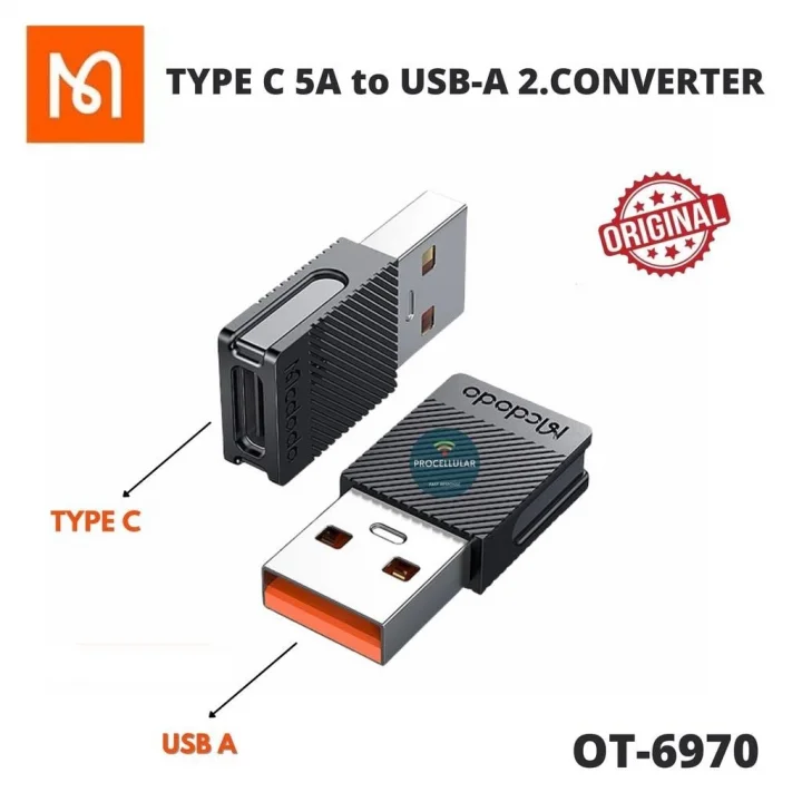 Type-C 5A To Usb A 2.0 Dönüştürücü, Siyah