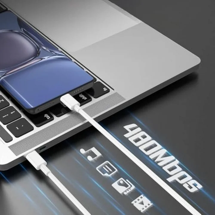 Type C-C Hızlı Şarj Kablosu, 60Watt PD, 1Metre, TPE Dış Yüzey, iPhone 15/16 ve Android İçin (1Ad x 1Metre Açık Gri)