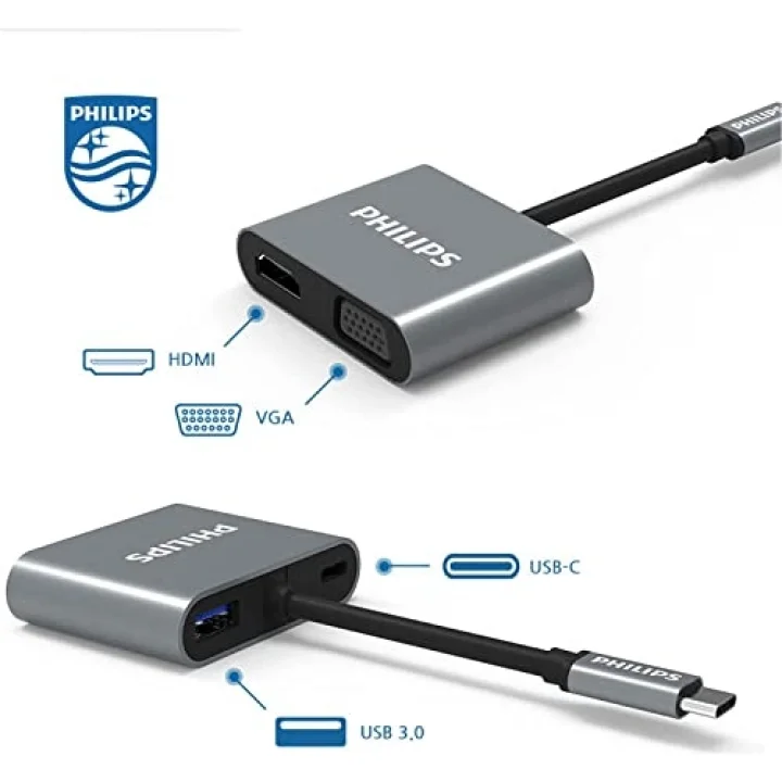 Type-C HDMI VGA USB Dönüştürücü Adaptör